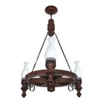 Lustre Muller Roda Carroça 3 Lâmpadas Envelhecido 903E