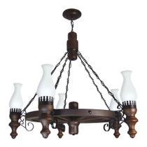 Lustre Muller Roda Carroça 5 Lâmpadas Envelhecido 905E Lustre Muller Roda Carroça 5 Lâmpadas Envelhecido 905E