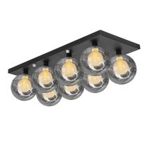 Lustre Octuplo Preto Harmony Bolinha Fumê 60x25 cm