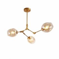 Lustre Orbe Connettori Dourado e Vidro Conhaque Ø69,5cm Mais Luz