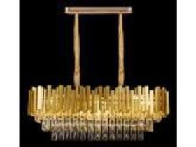 Lustre Oval Metal Dourado Moderno Pingentes Cristais Formosa