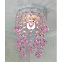 Lustre Para Decoração De Festa Infantil Tema Corações Rosa Luminária para Decorar Quarto de Menina Bebê