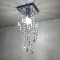 Lustre Para Sala Cristal Acrílico 14x14 Cm Alt 30 Cm Soq E27
