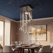 Lustre Para Sala De Cristal Acrílico 35 Cm Altura Soq E27