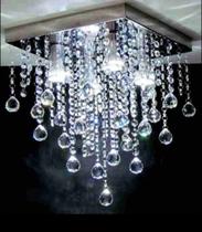 Lustre Para Sala De Cristal Legítimo K9 Base Inox 30x30 Cm