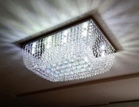 Lustre Para Sala De Cristal Legítimo K9 Base Inox 60x40 Cm