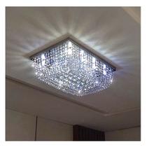Lustre Para Sala De Cristal Legítimo K9 Base Inox 60x40 Cm