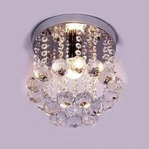Lustre Para Sala de Cristal Legítimo K9 Redondo 20 cm de Altura Base 25 cm Diâmetro Soquete E27 Comum