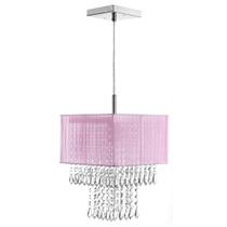Lustre Para Sala De Cupula Cristal Acrílic Marrycrilic Rosa