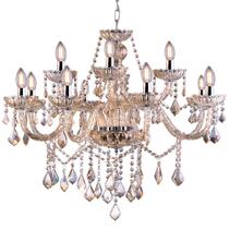 Lustre Para Sala de Jantar Pendente Cristal Legítimo Maria Tereza Nice 12 Lâmpadas E14 Bivolt