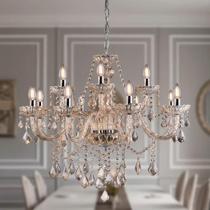 Lustre Para Sala de Jantar Pendente Cristal Legítimo Maria Tereza Nice 12 Lâmpadas E14 Bivolt Lustre Para Sala de Jantar Pendente Cristal Legítimo Maria Tereza Nice 12 Lâmpadas E14 Bivolt