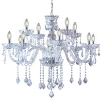 Lustre Para Sala de Jantar Pendente Cristal Legítimo Maria Tereza Nice 12 Lâmpadas E14 Bivolt Lustre Para Sala de Jantar Pendente Cristal Legítimo Maria Tereza Nice 12 Lâmpadas E14 Bivolt