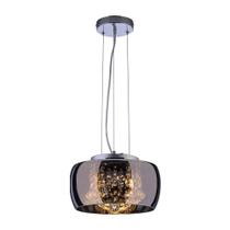 Lustre Para Sala de Jantar Pendente Plafon em Vidro e Cristal Attractive Cromado 28cm Lustre Design Moderno Bivolt