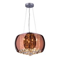 Lustre Para Sala de Jantar Pendente Plafon Vidro e Cristal Legítimo 40cm G9 Lustre Design Moderno Sala Quarto