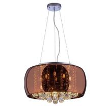 Lustre Para Sala de Jantar Pendente Plafon Vidro e Cristal Legítimo Attractive Cobre 50cm G9 Lustre Design Moderno Sala Quarto