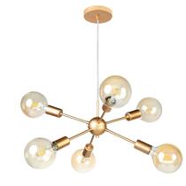 Lustre para Sala Moderno Dourado 6 Lâmpadas Pendente Sputnik - Bronzearte