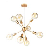 Lustre para Sala Moderno Dourado 8 Lâmpadas Pendente Sputnik - Bronzearte