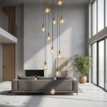 Lustre para sala Pratic 10 lâmpadas dourado pé direito alto