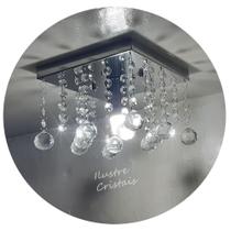 Lustre Para Sala Quarto De Cristal Acrílico 20x20 e 20 cm Soq E27