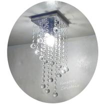 Lustre Para Sala Quarto De Cristal Acrílico base inox 14x14 Cm Soq E27