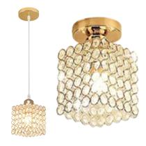 Lustre Pendente 14Cm Cristais Metal Dourado Teto Dourado Lustre Pendente 14Cm Cristais Metal Dourado Teto Dourado