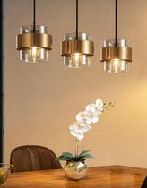 Lustre Pendente 18cm Vidro Cilindro Cinza Metálico Dourado Luminária Teto Gimpo KJDDE-281-SMOKEY Lustre Pendente 18cm Vidro Cilindro Cinza Metálico Dourado Luminária Teto Gimpo KJDDE-281-SMOKEY