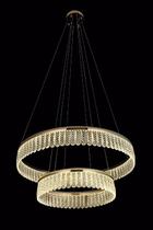 Lustre Pendente 2 Argolas Bronze com Cristal K9 Transp