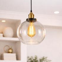 Lustre Pendente 20cm Globo Vidro Industrial Retrô Vintage Luminária Teto Gimpo KJDDE-233-ANTH