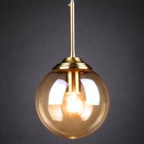 Lustre Pendente 29x15cm Globo Vidro Âmbar Retrô Vintage Luminária Teto Gimpo KJDDE-294-AMB