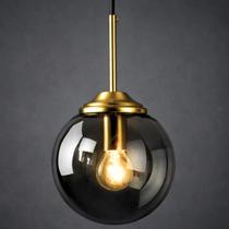 Lustre Pendente 29x15cm Globo Vidro Fumê Retrô Vintage Luminária Teto Gimpo KJDDE-294-ANTH