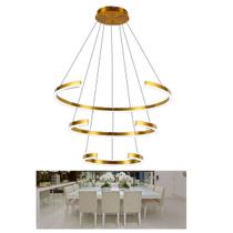 Lustre Pendente 3 Aneis Arco Perfil Luminaria Ajustavel 94W Dourado Sala de Estar Casa Sala de Jantar Restaurante Comercial Residencial Luxo Moderno I Lustre Pendente 3 Aneis Arco Perfil Luminaria Ajustavel 94W Dourado Sala de Estar Casa Sala de Jantar Restaurante Comercial Residencial Luxo Moderno I