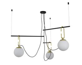 Lustre Pendente 3 Bolas Globo Gancho Preto Dourado 103 Lustre Pendente 3 Bolas Globo Gancho Preto Dourado 103