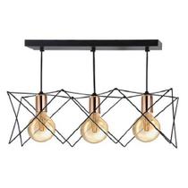 Lustre Pendente 3L Metal preto E27 BV Aramado retângular