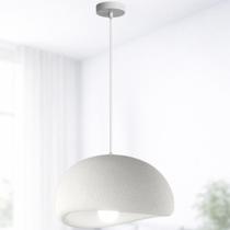 Lustre Pendente 40cm Luminária Japonesa Wabi-Sabi Orgânico Cogumelo Concreto Gimpo LTJ40-BRANCO-A