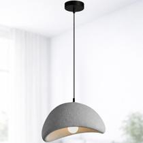 Lustre Pendente 40cm Luminária Japonesa Wabi-Sabi Orgânico Cogumelo Concreto Gimpo LTJ40-CINZA-B