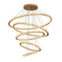 Lustre Pendente 5 Anéis LED 96W Dourado Duplo 3000K Bivolt