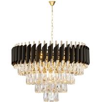 Lustre Pendente 50cm Vana Gold Black 81 Cristais 6xE14 Luminária Teto Gimpo KJDD-L-420-50CM