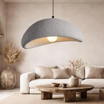Lustre Pendente 60cm Luminária Japonesa Wabi-Sabi Orgânico Cogumelo Concreto Gimpo LTJ60-CINZA-B