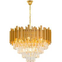 Lustre Pendente 67X50Cm Vana Gold 104 Cristais 6Xe14 Metal