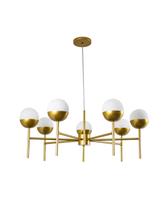 Lustre Pendente 7 Bolas Globo Branco Redondo 70cm Dourado 315