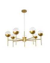 Lustre Pendente 7 Bolas Globo Transparente Redondo 70cm Dourado 329