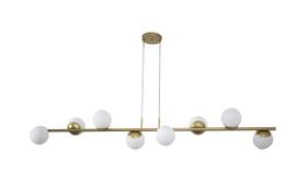 Lustre Pendente 8 Bolas Globo Vidro Branco 1,50m Dourado 145 Lustre Pendente 8 Bolas Globo Vidro Branco 1,50m Dourado 145