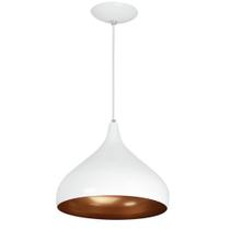 Lustre Pendente Aladim Branco com Cobre 24cm Lustre Pendente Aladim Branco com Cobre 24cm