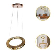 Lustre Pendente Aliança Cristal Ambar 30Cm Luz Quente 3000K Lustre Pendente Aliança Cristal Ambar 30Cm Luz Quente 3000K