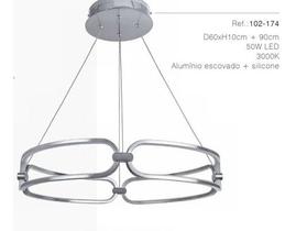 Lustre Pendente Alum/silic D60xh120cm 50w Led 3000k
