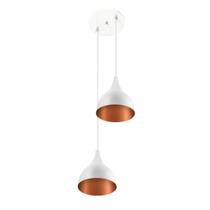 Lustre Pendente Aluminio Gota Duplo 21cm Branco com Cobre Lustre Pendente Aluminio Gota Duplo 21cm Branco com Cobre