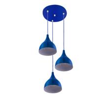 Lustre Pendente Aluminio Gota Triplo 21cm Azul