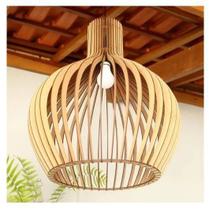 Lustre Pendente Ana Maria GG 53x44 Madeira Natural Oxford Com Fio Completo