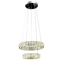 Lustre Pendente Anéis Duplo Led Cristal 45w Luz 3em1 Bivolt