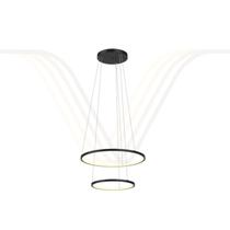 Lustre Pendente Anel de Led Hoop 2 Argolas Aros em Alumínio 43W - 60x40cm